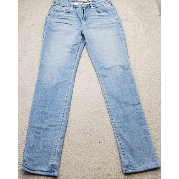 Eddie Bauer Boyfriend Jeans Women T8 Blue Lined Mid Rise Straight Leg Light Wash - Picture 1 of 10